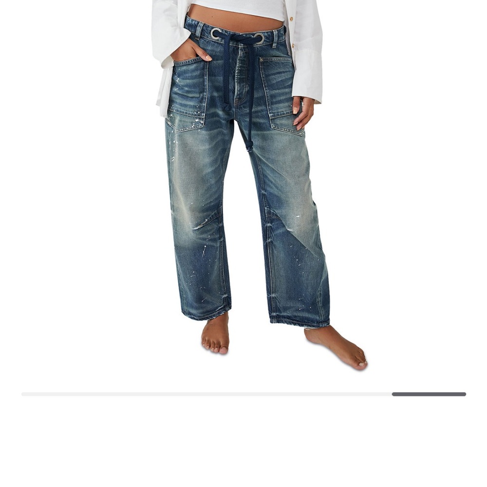 Free People Moxie Blue Ankle barrel Cropped Jeans